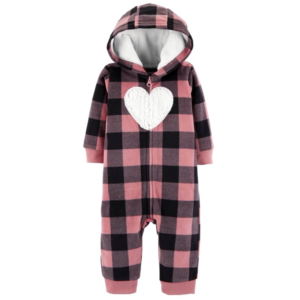 🍋 4/$20 Carter’s Plaid Hooded Fleece Jumpsuit 9m
